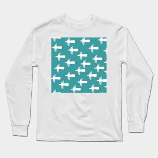 Flying white seagulls on blue background Long Sleeve T-Shirt